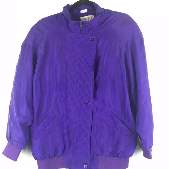 @ Bernardo Silk Bomber Jacket Purple Soft Small BA - Picture 1 of 4